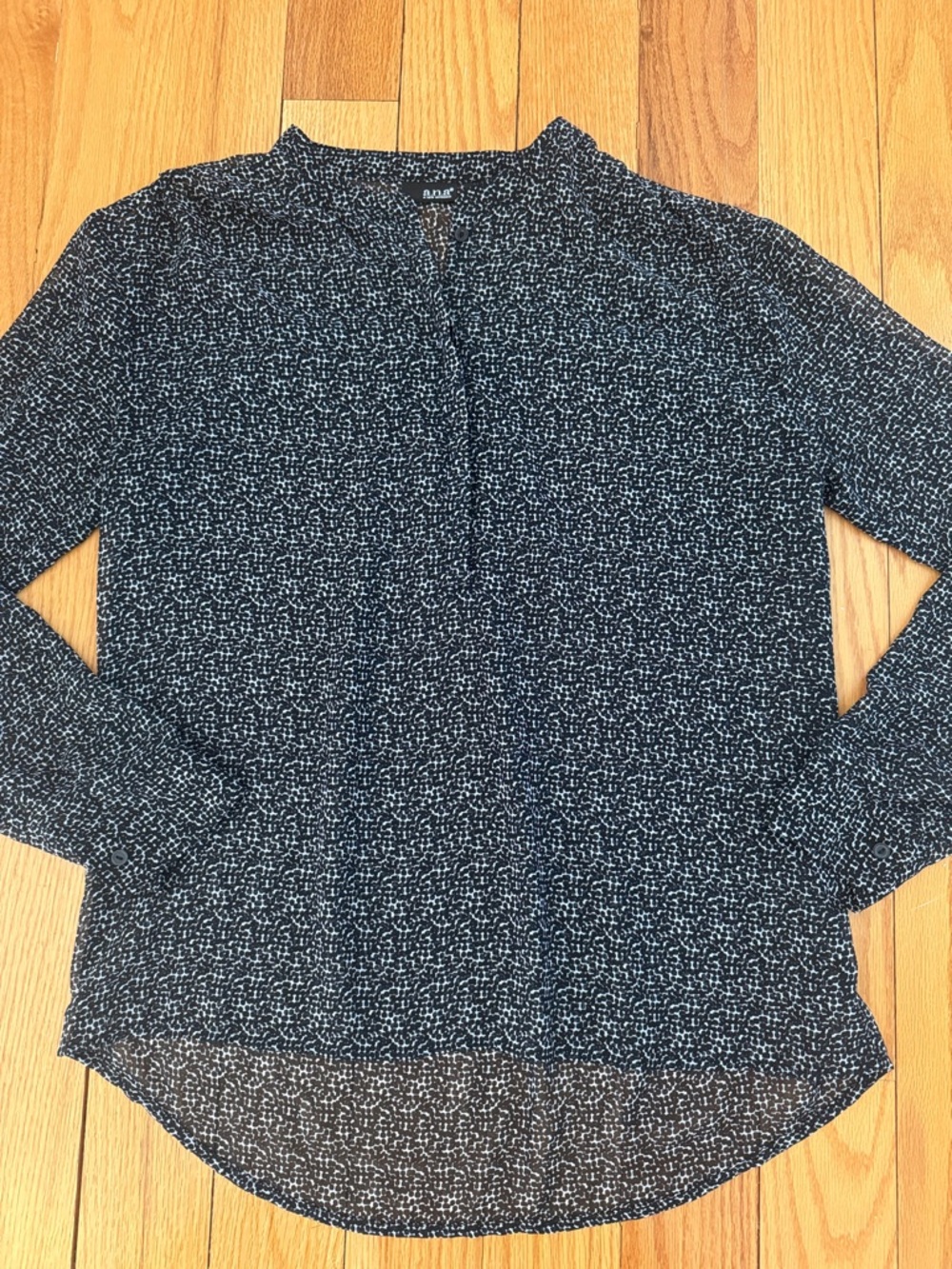 a.n.a. Polka Dot Print Long Sleeve Blouse Medium